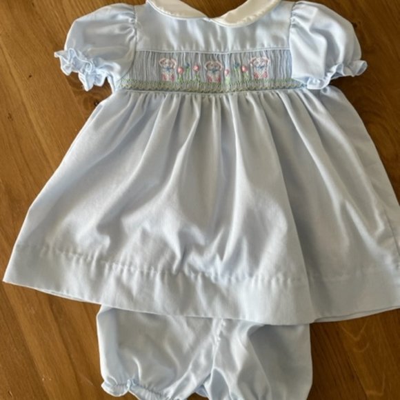 Easter dress, Petit Ami, light blue with crochet booties and headpiece - Picture 4 of 9